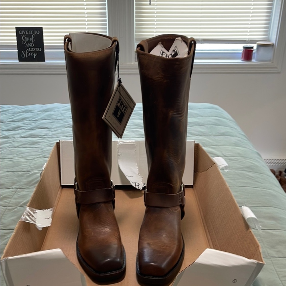 Frye Dark Brown Leather Riding Boots